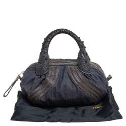 Pre Owned Fendi Blue Denim and Coated Fabric Baby Spy Bag