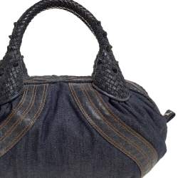 Pre Owned Fendi Blue Denim and Coated Fabric Baby Spy Bag