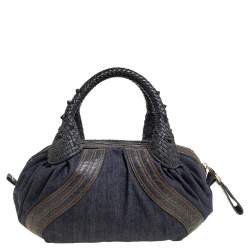 Pre Owned Fendi Blue Denim and Coated Fabric Baby Spy Bag