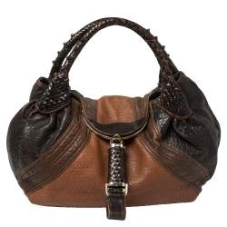 Pre Owned Fendi Brown Pebbled Leather Crispe Spy Bag 