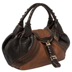 Pre Owned Fendi Brown Pebbled Leather Crispe Spy Bag 
