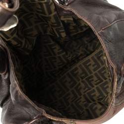 Pre Owned Fendi Brown Pebbled Leather Crispe Spy Bag 
