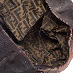 Pre Owned Fendi Brown/Tan Pebbled Leather Large Spy Bag