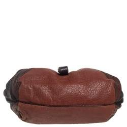 Pre Owned Fendi Brown/Tan Pebbled Leather Large Spy Bag