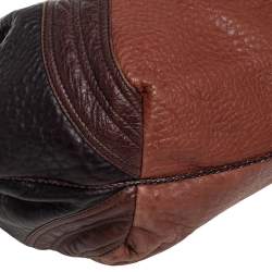Pre Owned Fendi Brown/Tan Pebbled Leather Large Spy Bag