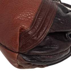 Pre Owned Fendi Brown/Tan Pebbled Leather Large Spy Bag