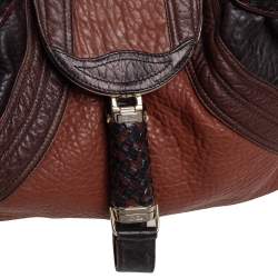 Pre Owned Fendi Brown/Tan Pebbled Leather Large Spy Bag