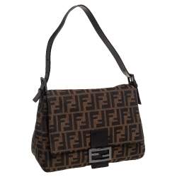 مملوكة مسبقًا حقيبة كتف فندي ماما فوريفر جلد وكانفاس زوكا بني