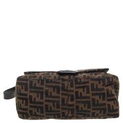 مملوكة مسبقًا حقيبة كتف فندي ماما فوريفر جلد وكانفاس زوكا بني