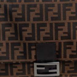 مملوكة مسبقًا حقيبة كتف فندي ماما فوريفر جلد وكانفاس زوكا بني