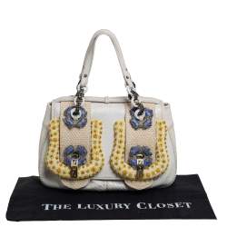Pre Owned Fendi White Python Beads Embellished B Shoulder Bag
