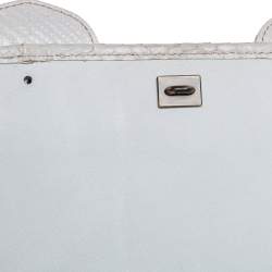 Pre Owned Fendi White Python Beads Embellished B Shoulder Bag