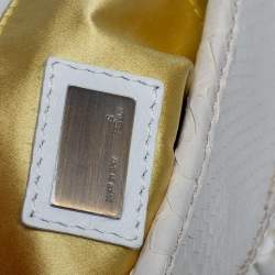 Pre Owned Fendi White Python Beads Embellished B Shoulder Bag