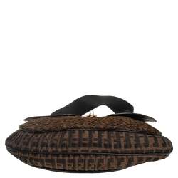 Pre Owned Fendi Tobacco Zucca Canvas and Leather Mille Feuille Hobo