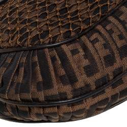 Pre Owned Fendi Tobacco Zucca Canvas and Leather Mille Feuille Hobo