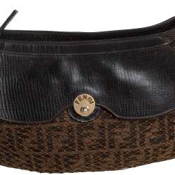 Pre Owned Fendi Tobacco Zucca Canvas and Leather Mille Feuille Hobo