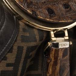 Pre Owned Fendi Tobacco Zucca Canvas and Leather Spy Bag