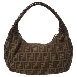 Pre Owned Fendi Tobacco Zucca Canvas and Leather Hobo
