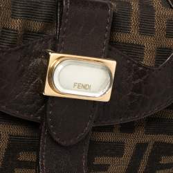 Pre Owned Fendi Tobacco Zucca Canvas and Leather Hobo