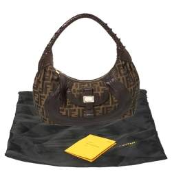 Pre Owned Fendi Tobacco Zucca Canvas and Leather Hobo