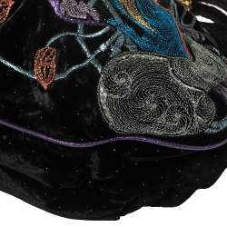 Pre Owned Fendi Multicolor Embroidered Squirrel Velvet Spy Bag