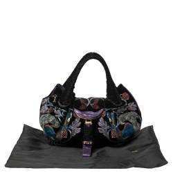 Pre Owned Fendi Multicolor Embroidered Squirrel Velvet Spy Bag