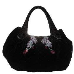Pre Owned Fendi Multicolor Embroidered Squirrel Velvet Spy Bag
