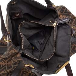 Pre Owned Fendi Tobacco Zucca Canvas and Leather Tote
