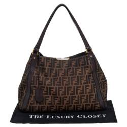 Pre Owned Fendi Tobacco Zucca Canvas and Leather Tote