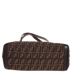Pre Owned Fendi Tobacco Zucca Canvas and Leather Tote