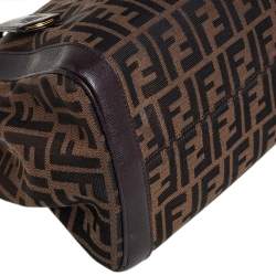 Pre Owned Fendi Tobacco Zucca Canvas and Leather Tote