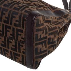 Pre Owned Fendi Tobacco Zucca Canvas and Leather Tote