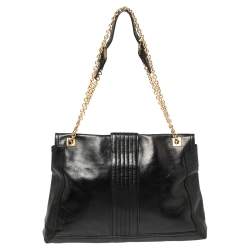 Pre Owned حقيبة كتف فندي ماكسي باغيت جلد أسود بقلاب