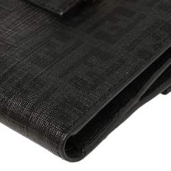مملوكة مسبقًا Fendi Black Zucchino Coated Canvas Compact Wallet
