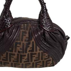 Pre Owned Fendi Tobacco Zucca Canvas and Leather Baby Spy Bag