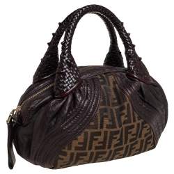 Pre Owned Fendi Tobacco Zucca Canvas and Leather Baby Spy Bag