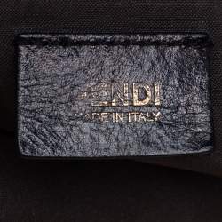 Pre Owned Fendi Tobacco/Black Zucca Canvas and Leather Roll Tote
