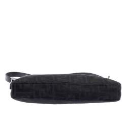 Pre Owned Fendi Black Zucca Canvas Pochette Bag