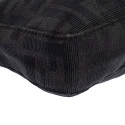 Pre Owned Fendi Black Zucca Canvas Pochette Bag