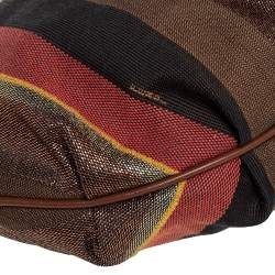 Pre Owned Fendi Multicolor Pequin Canvas Chef Chain Hobo