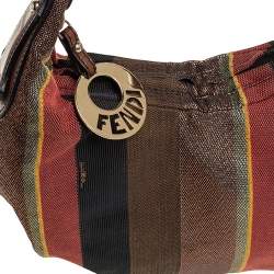 Pre Owned Fendi Multicolor Pequin Canvas Chef Chain Hobo