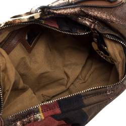 Pre Owned Fendi Multicolor Pequin Canvas Chef Chain Hobo