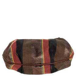 Pre Owned Fendi Multicolor Pequin Canvas Chef Chain Hobo