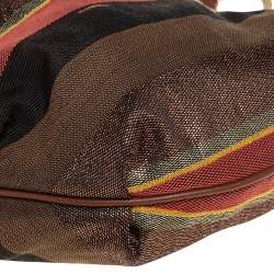 Pre Owned Fendi Multicolor Pequin Canvas Chef Chain Hobo