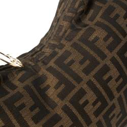Pre Owned Fendi Tobacco/Gold Zucca Canvas and Leather Small Chef Chain Link Hobo