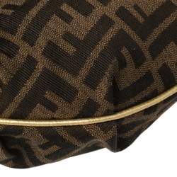 Pre Owned Fendi Tobacco/Gold Zucca Canvas and Leather Small Chef Chain Link Hobo