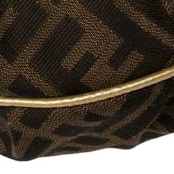 Pre Owned Fendi Tobacco/Gold Zucca Canvas and Leather Small Chef Chain Link Hobo