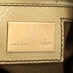 Pre Owned Fendi Tobacco/Gold Zucca Canvas and Leather Small Chef Chain Link Hobo