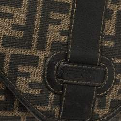 Pre Owned Fendi Tobacco Zucca Coated Canvas and Leather Vintage Envelope Flap Shoulder Bag