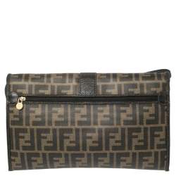 Pre Owned Fendi Tobacco Zucca Coated Canvas and Leather Vintage Envelope Flap Shoulder Bag